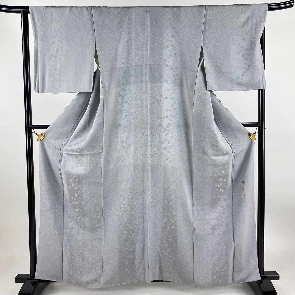 江戸小紋 身丈160.5cm 裄丈63cm S 袷 年輪模様 黒灰 正絹 美品 名品 一  