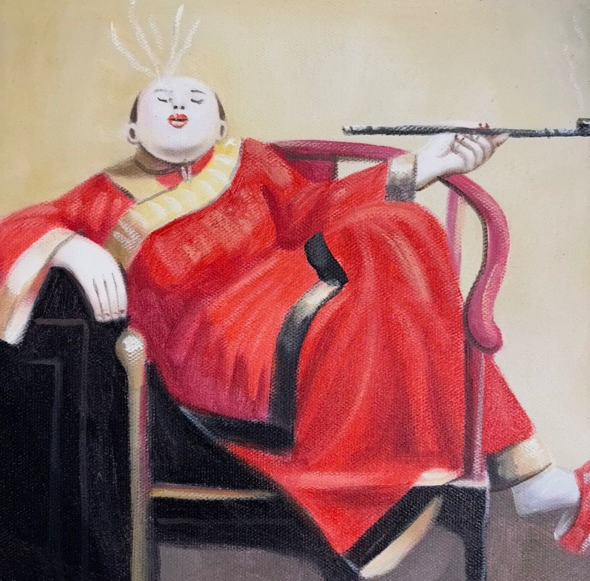 油絵【人物絵】中国雑貨 油彩 額装 壁掛 絵画 色絵 中国 民国 古