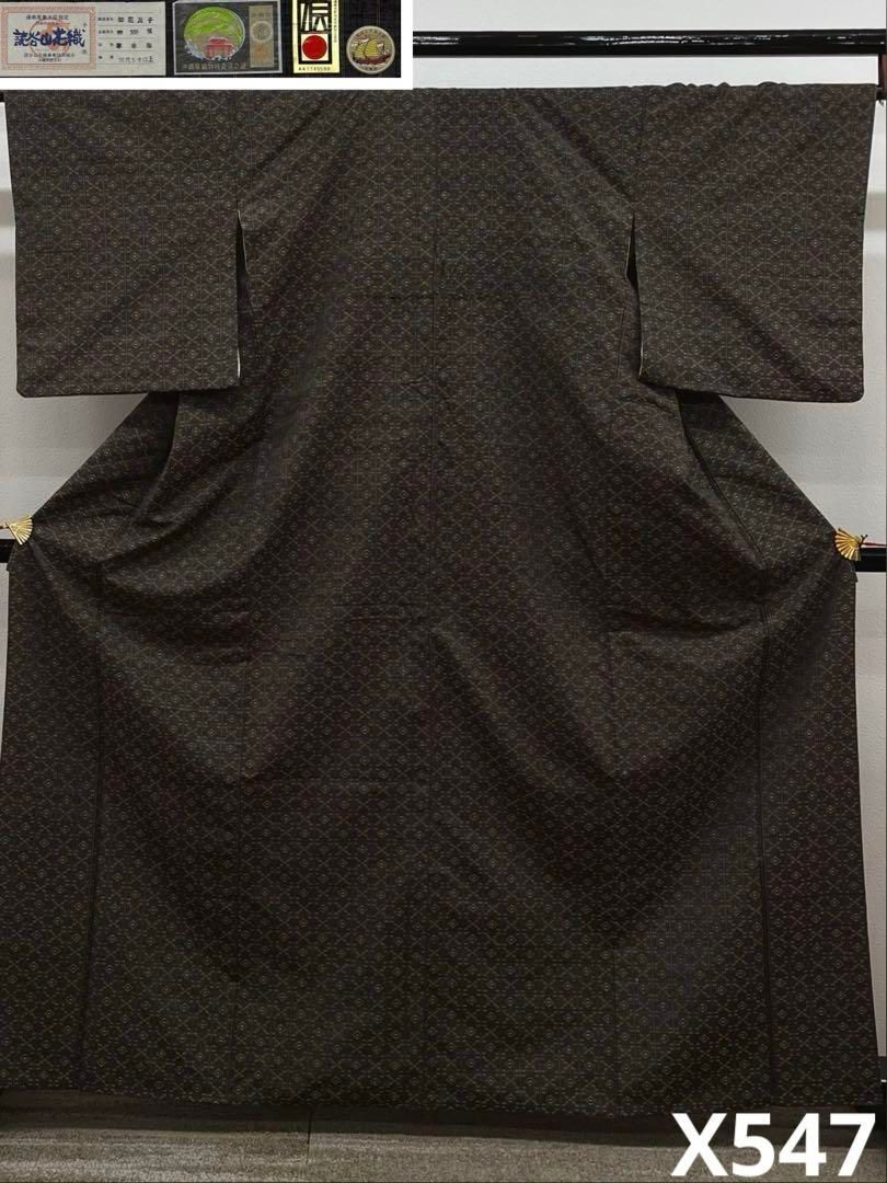 読谷村花織 伝統工芸品 訪問着 草木染 手織 絹 X547