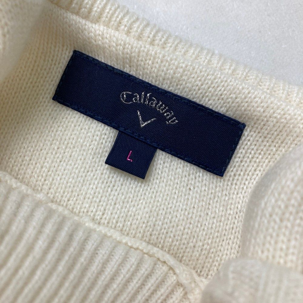 サイズ：L CALLAWAY キャロウェイ  長袖ニットセーター  ホワイト系 [240101419270] ゴルフウェア レディース ストスト サイズ：L CALLAWAY キャロウェイ 長袖ニットセーター ホワイト