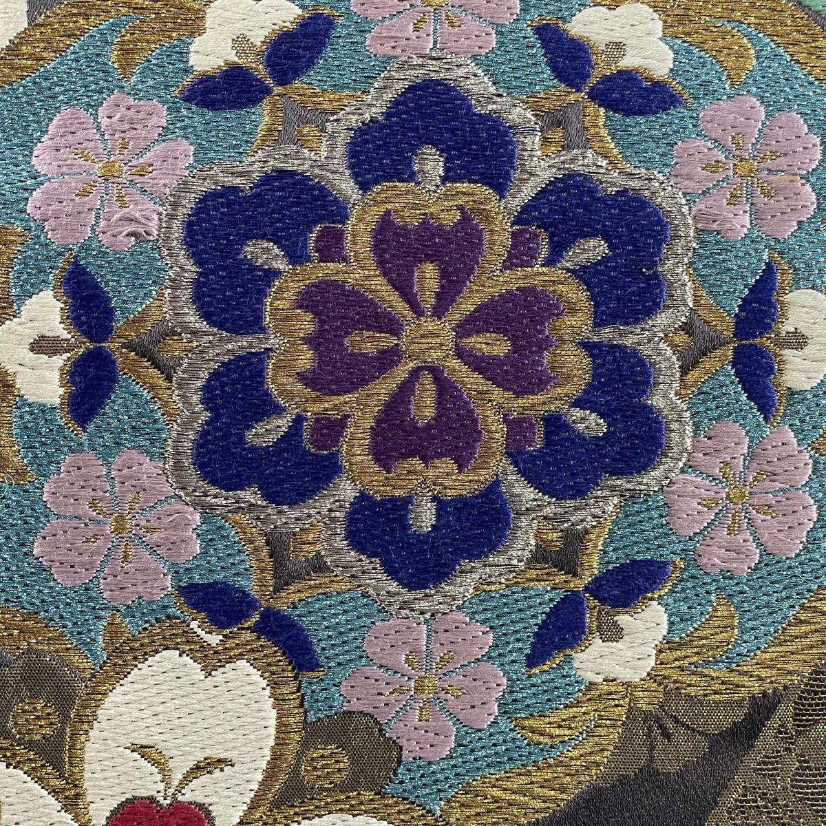 袋帯 美品 秀品 証紙 振袖向き 鳳凰 桜 箔 金銀糸 金色 全通