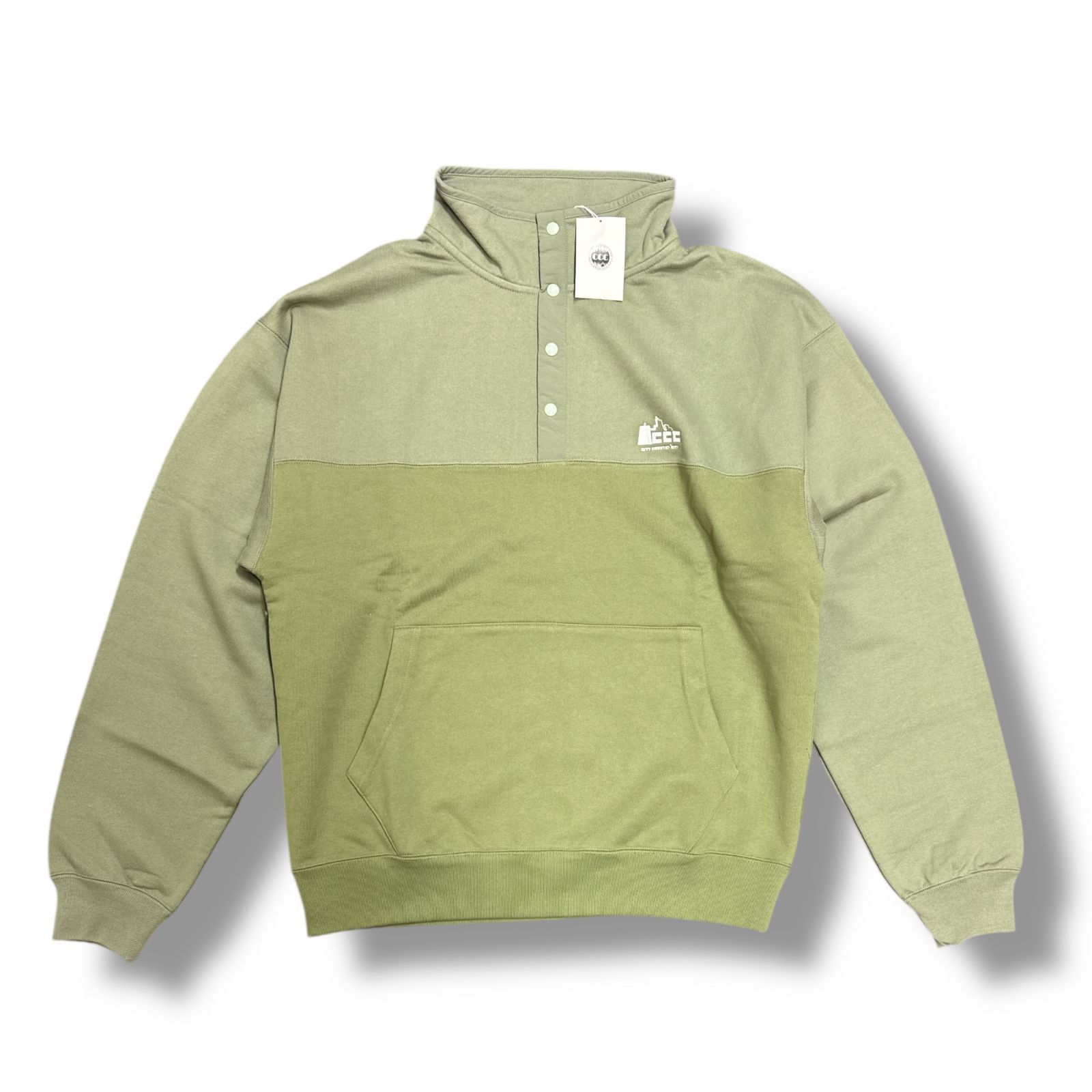 参考上代23100円 CITY COUNTRY CITY HAFE BUTTON COTTON SWEATSHIRT ハーフボタンコットンスウェットシャツ トレーナー シティーカントリーシティー CCC-243C002 オリーブ