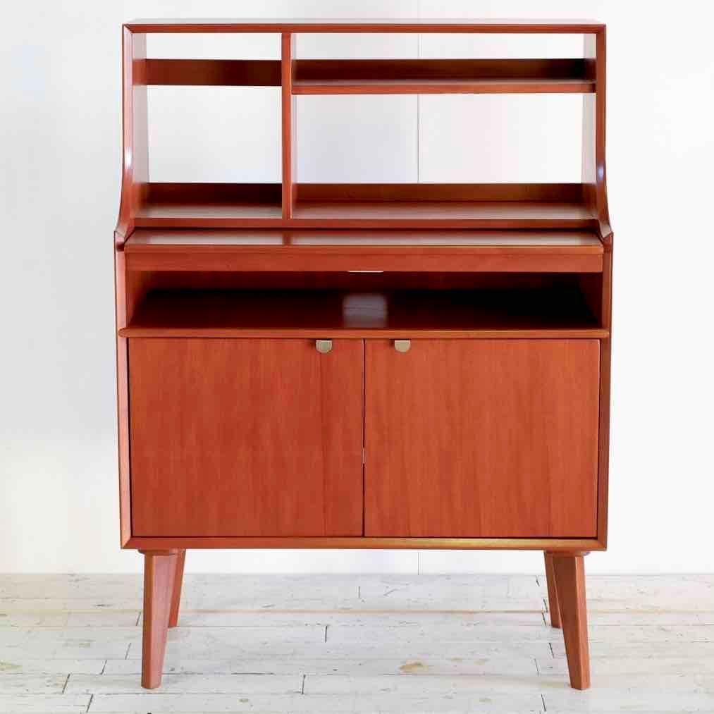 I 新品 北欧 ライティングデスク デスク 机 飾り棚 収納 赤茶色 I 新品 北欧 ライティングデスク デスク 机 飾り棚 収納 赤茶色