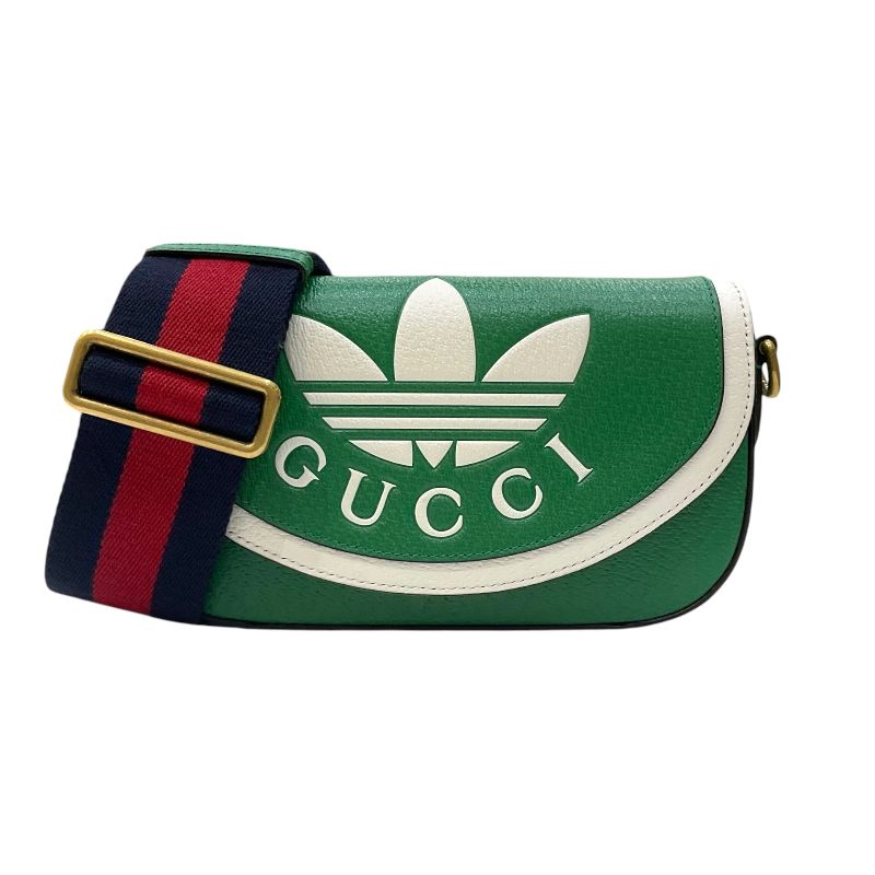 GUCCI x ADIDAS ストラップ付きケース と財布 GUCCI x ADIDAS ストラップ付きコインケース 財布 緑 グリーン