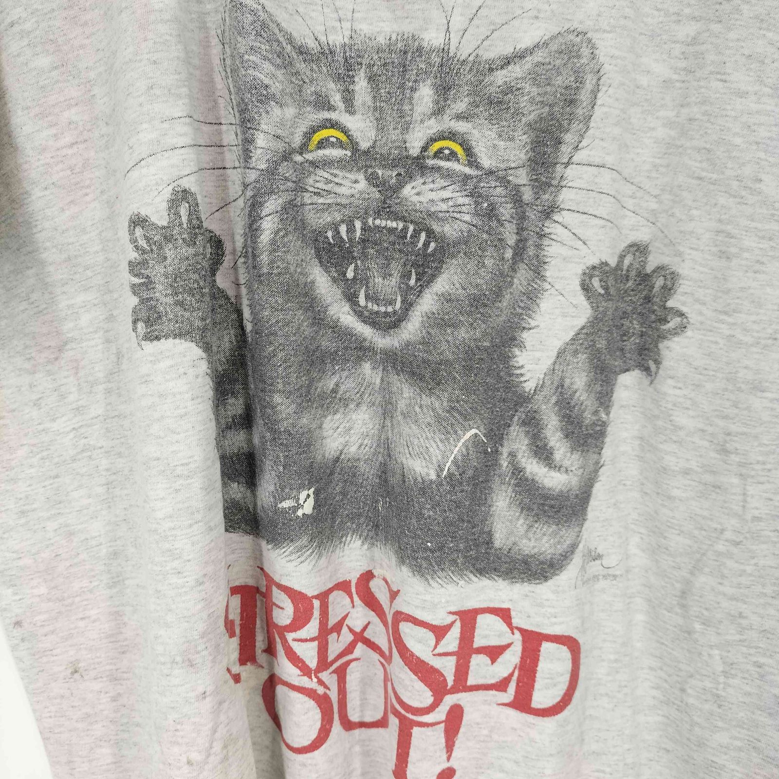 ユーズドフルギ USED古着 90-00S STRESSED OUT プリントTシャツ ネコ 猫 メンズ 表記無 - メルカリ