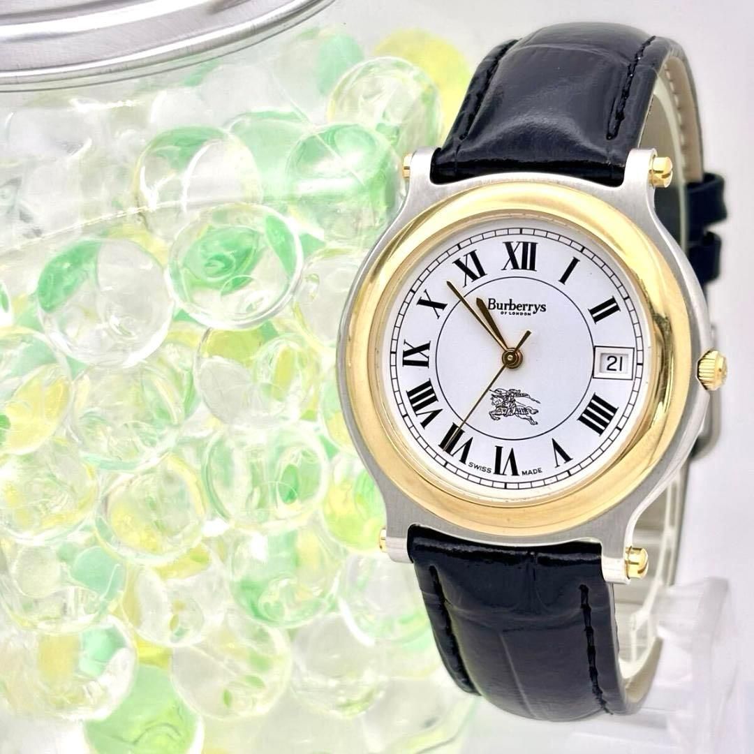 Burberrys バーバリーズ　電池新品　ローマン　レザー ベルト 時計 新品電池】Burberrys バーバリー メンズ 腕時計 ローマン 新品ベルト