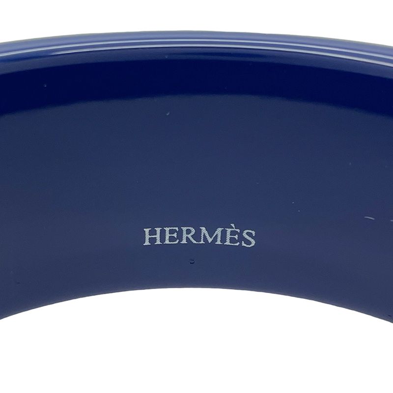 エルメス HERMES バングル クロコ調 ネイビー プラスチック/ラッカーウッド アクセサリー