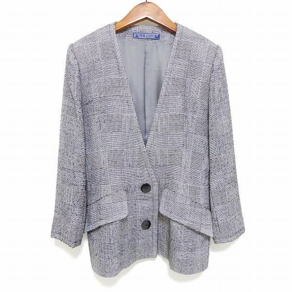 美品 GIVENCHY ジバンシー チェック ノーカラー ジャケット 9 wnc ジバンシィ GIVENCHY ノーカラー ジャケット M10 グレー系