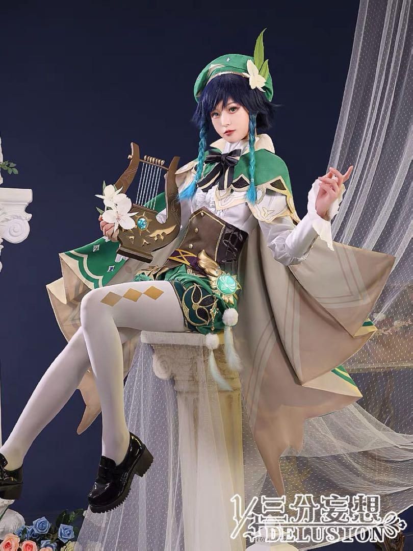 三分妄想 原神 ウェンティ コスプレ衣装 ウィッグ 靴 武器追加