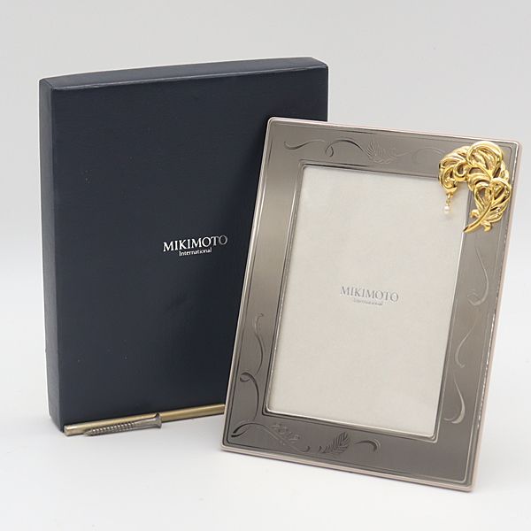 箱付 良品 ミキモト 写真立て/フォトフレーム シルバー×ゴールド