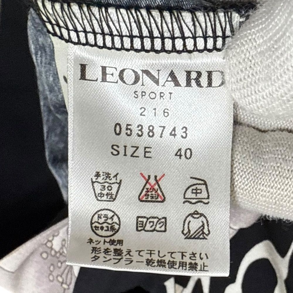 美品 Leonard Sport レオナールスポーツ フラワープリント 長袖 ハーフジップ ブラウス カットソー 40 ブラック レディース 古着 中古 美品 Leonard Sport レオナールスポーツ フラワープリント 長袖