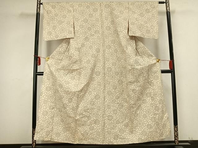 平和屋着物 上質な紬 単衣 花唐草文 正絹 AABB2274fy