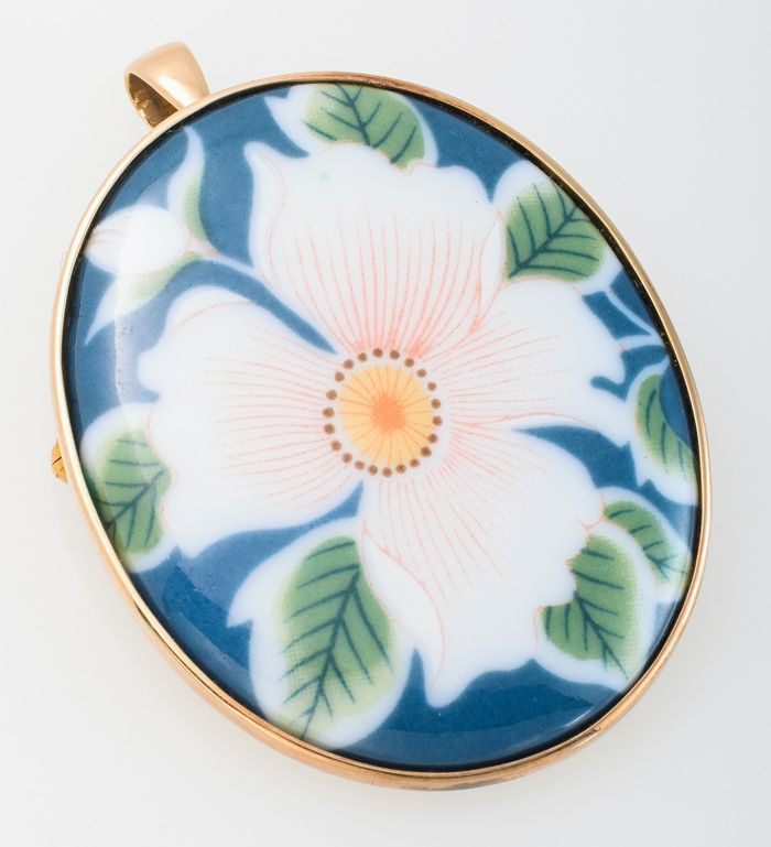 K18 九谷焼 ブローチ ペンダント兼用 品番b23-266