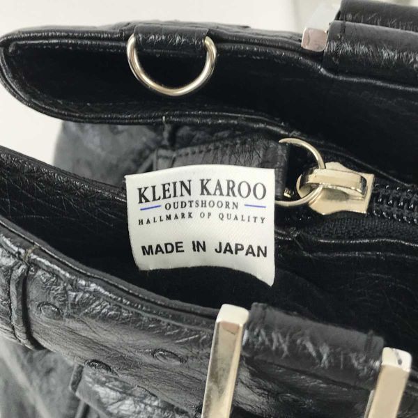 良品★ KAROO/クラインカルー★日本製/オーストリッチ/ハンド/ショルダーバッグ★黒★ブラック/Made in Japan◆/Made in Japan◆X1-176 良品☆KLEIN KAROO/クラインカルー☆日本製/オーストリッチ/ハンド