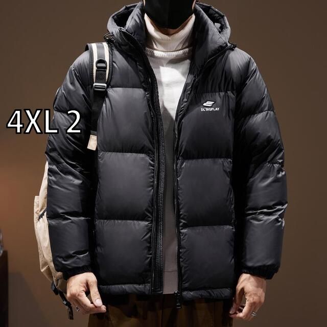 4XL 2 秋冬 コーデ メンズ 服 シンプル ファッション オシャレ 大人 かっこいい 大きいサイズ ストリート 紳士服 ダウン 90 ホワイトダックダウン ジャケット 暖かい フード付き ブレッド
