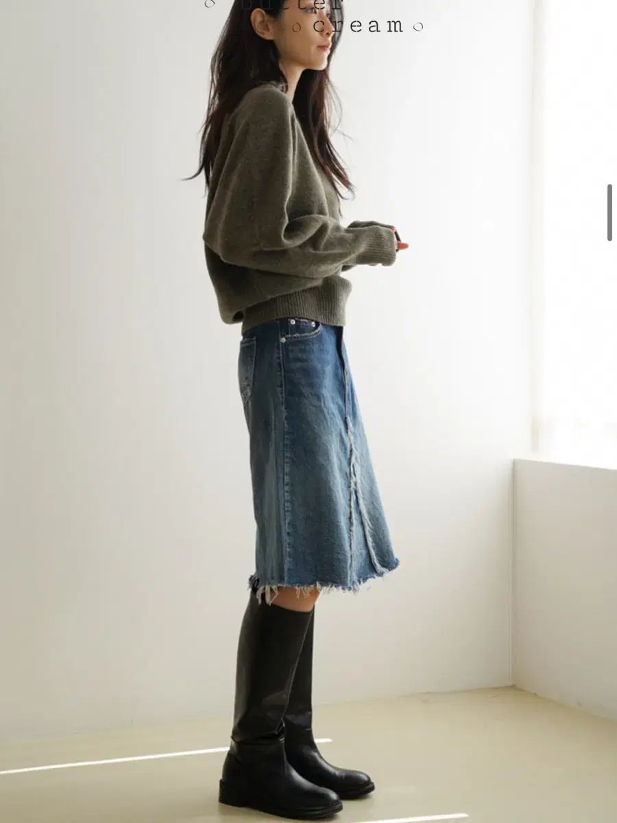 더버터크림 슬로코 デニム ミディ スカート WWW_MORNINGWALKER_COM