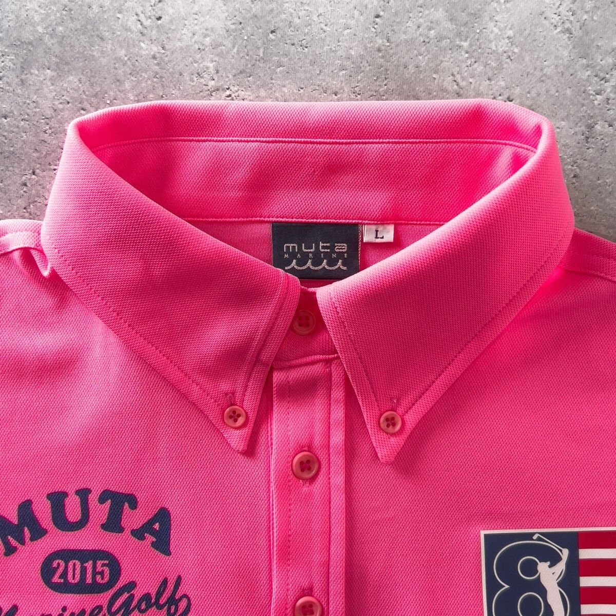 muta GOLF ムータ ゴルフ トップス ポロシャツ M 蛍光ピンク 未使用 極美品 muta marine golf ムータマリン ゴルフ 吸汗速乾