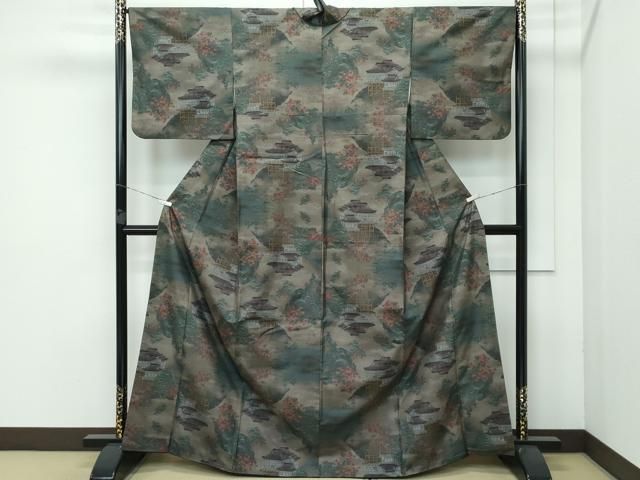 平和屋着物 上 本場大島紬 9マルキ 風景文 さが美扱い CZAA3631s5