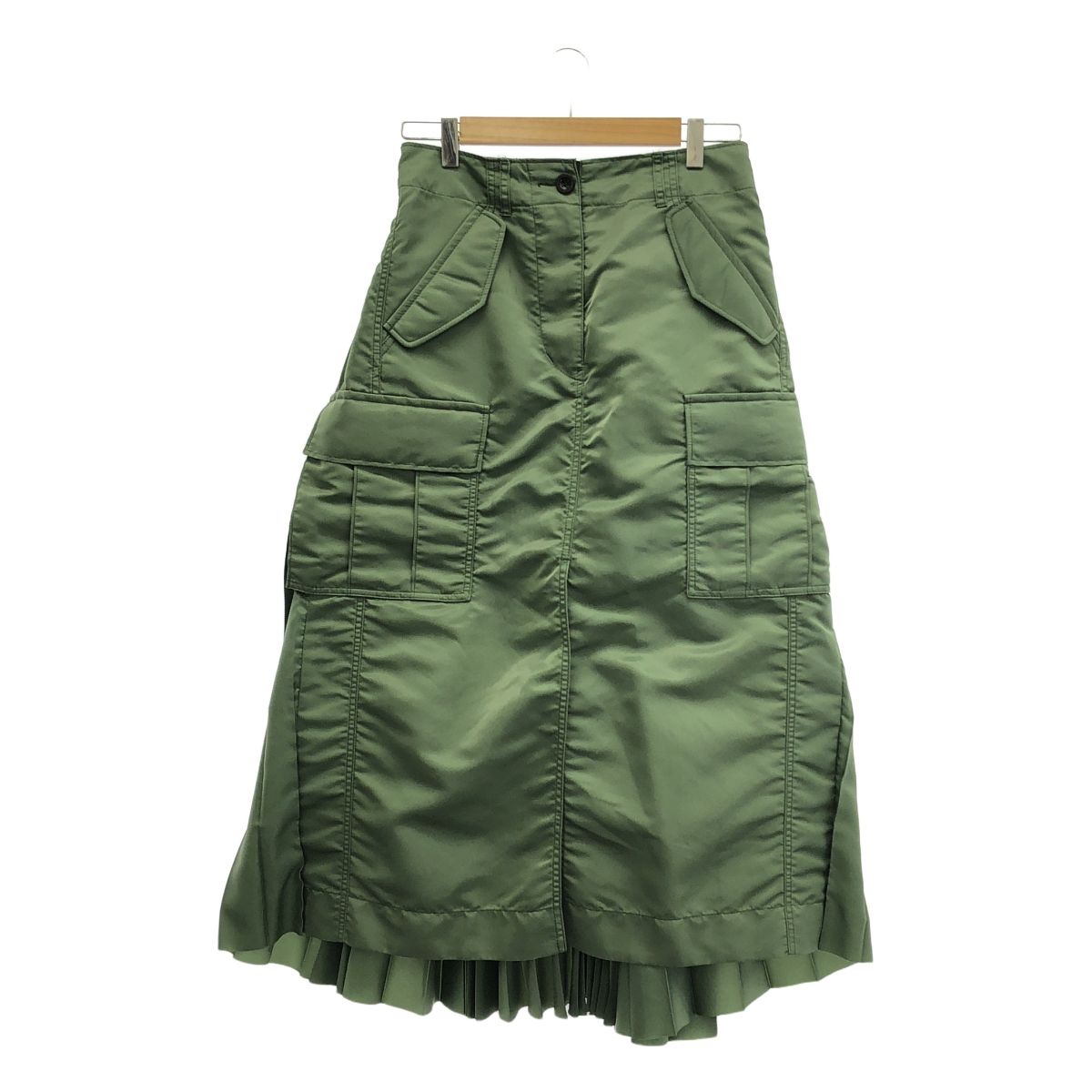 sacai | サカイ | 2021AW | ナイロンツイル バックプリーツ スカート | 3 | オリーブ | レディース