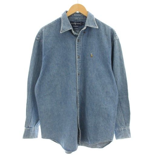 ラルフローレン RALPH LAUREN THE BIG SHIRT デニムシャツ 長袖 刺繍 10 青 TK