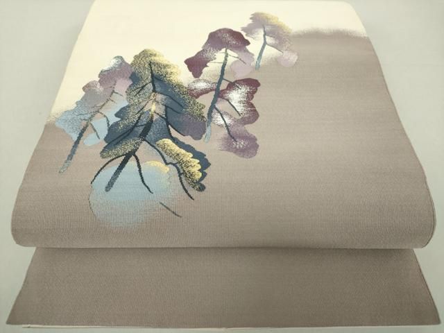 平和屋着物●爪掻き本綴れ　八寸名古屋帯　樹林文　金銀糸　正絹　逸品　DAAU5503ps 平和屋着物○爪掻き本綴れ 八寸名古屋帯 樹林文 金銀糸 正絹 逸品