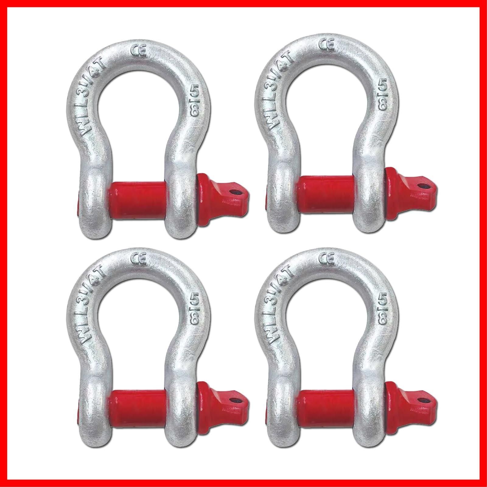 セール 牽引フック ボルトタイプ 使用荷重3.25T ベルトスリング ラウンドスリングなどの連結に鍛造シャックル弓型 4個 鍛造シャックル弓型
