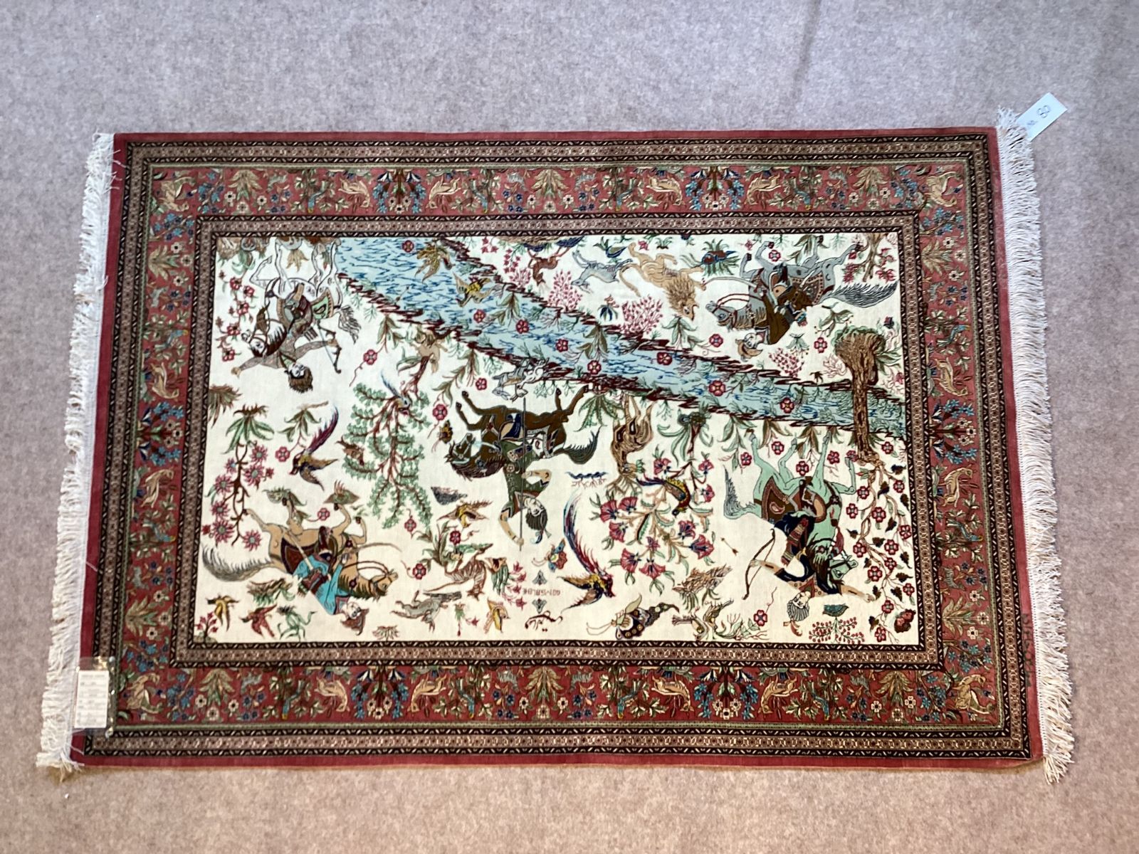 ラグ　輸入品 オールシーズン快適なウール100％使用のインド製ハンドノット手織り