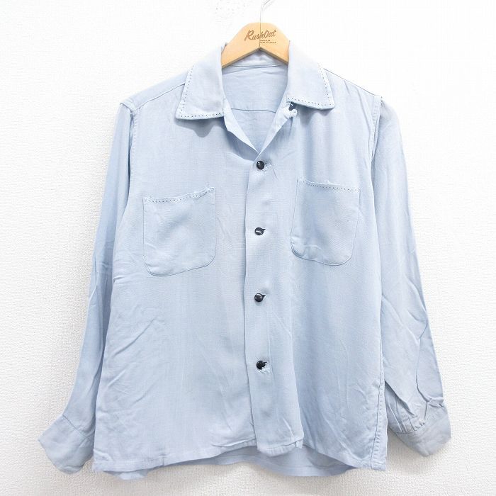 M/古着 長袖 ビンテージ シャツ メンズ 60s 開襟 オープンカラー M/古着 長袖 ビンテージ シャツ メンズ 60s 開襟 オープンカラー