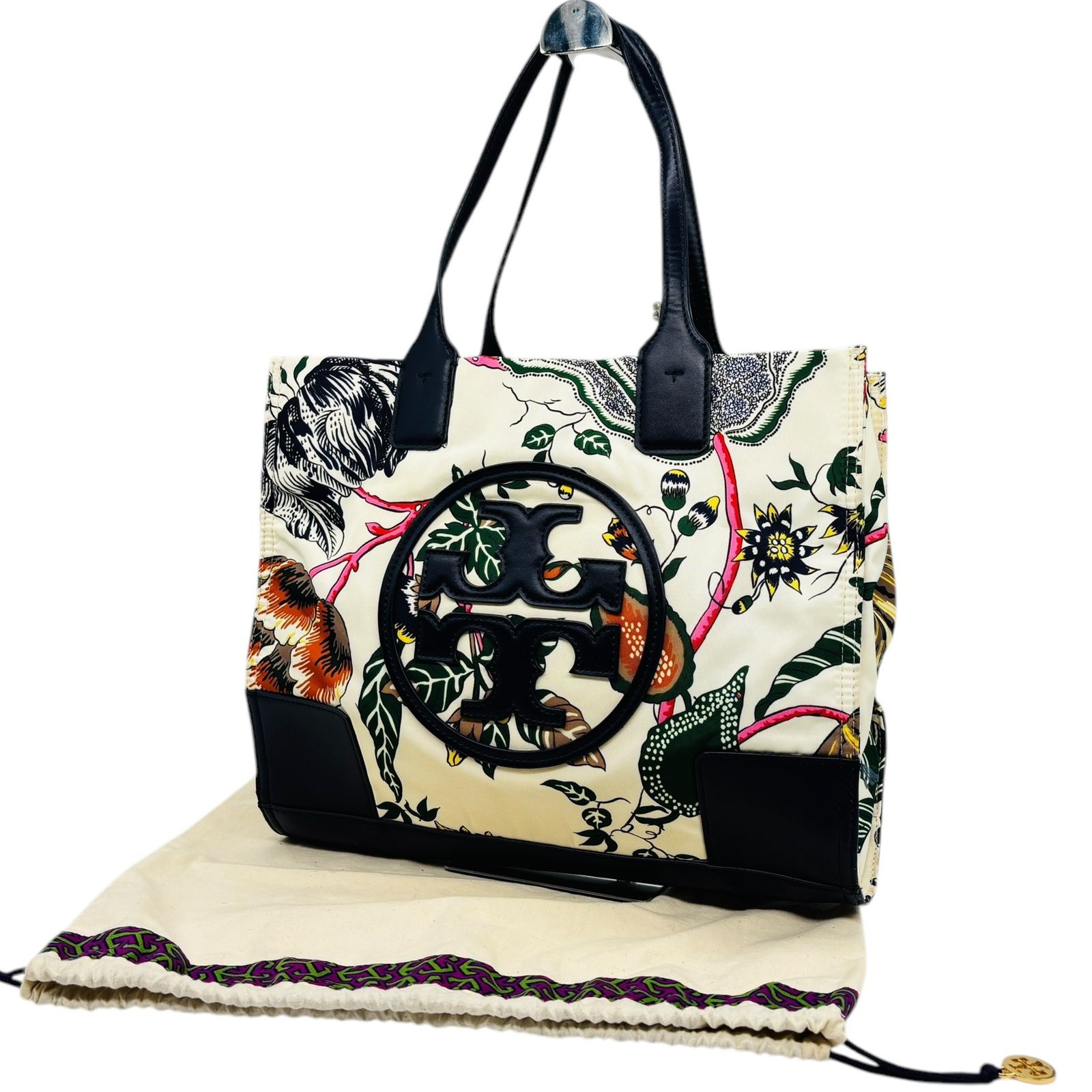 美品✨ TORY BURCH トリーバーチ トートバッグ エラ ボタニカル 花柄 華やぎ×軽快✨】 Tory Burch トートバッグ エラ 花柄 ナイロン レザー