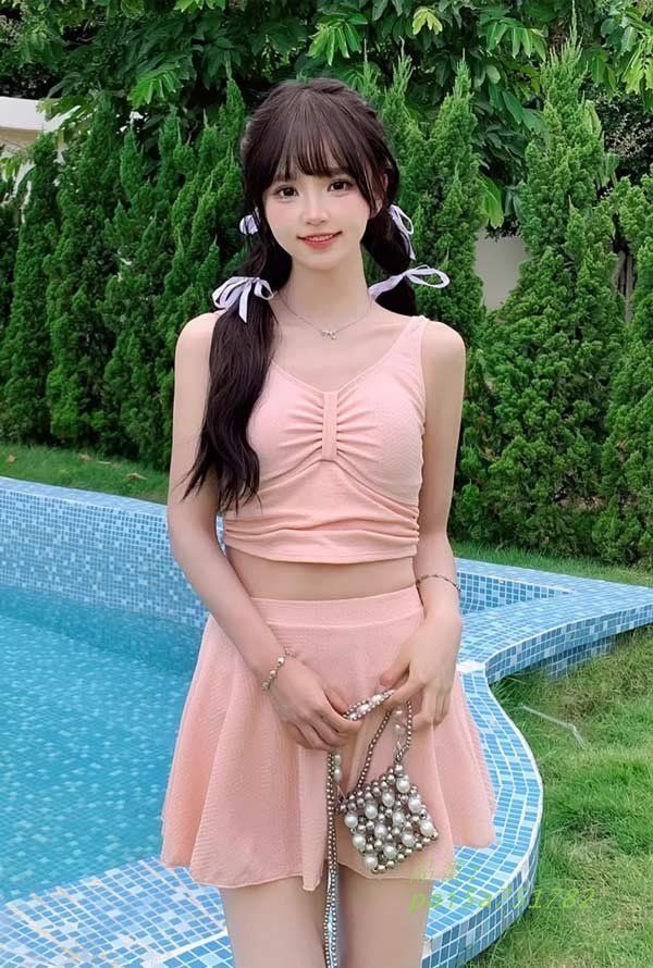 タンキニ水着 服みたいな 水着 3点セット 長袖 リボン セクシー 着〓せ パッド付 ワイヤーなし シンプル レディース pai5a751782 WWW_MORNINGWALKER_COM