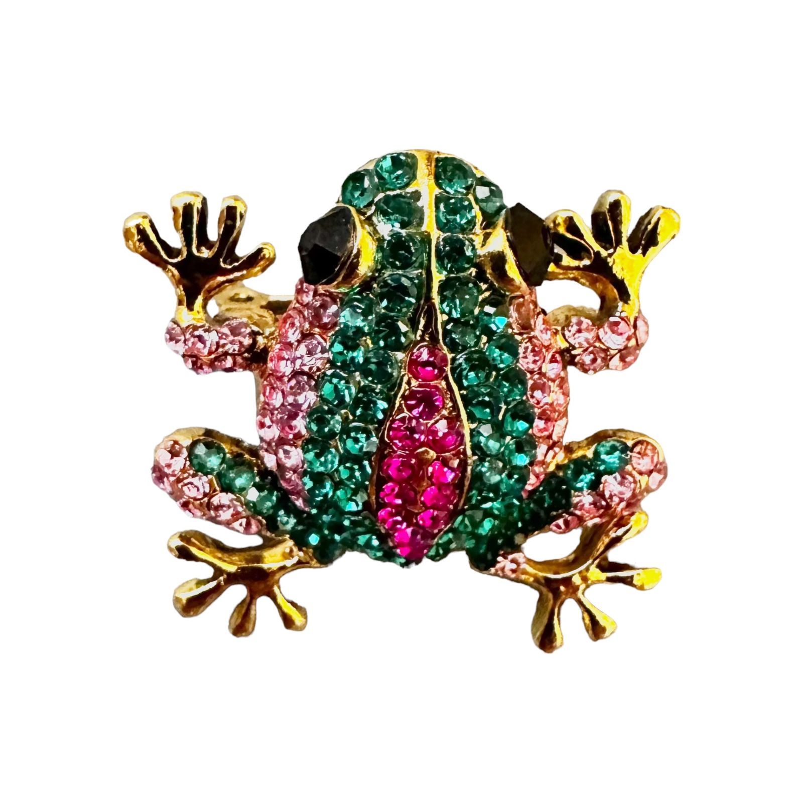 カエルのフルラインストーンブローチ | 光沢のあるジルコンメタル、カジュアルパーティー向け動物ブローチピン 105866 60038085666 |  ちこ工房 中国輸入アクセサリー専門店