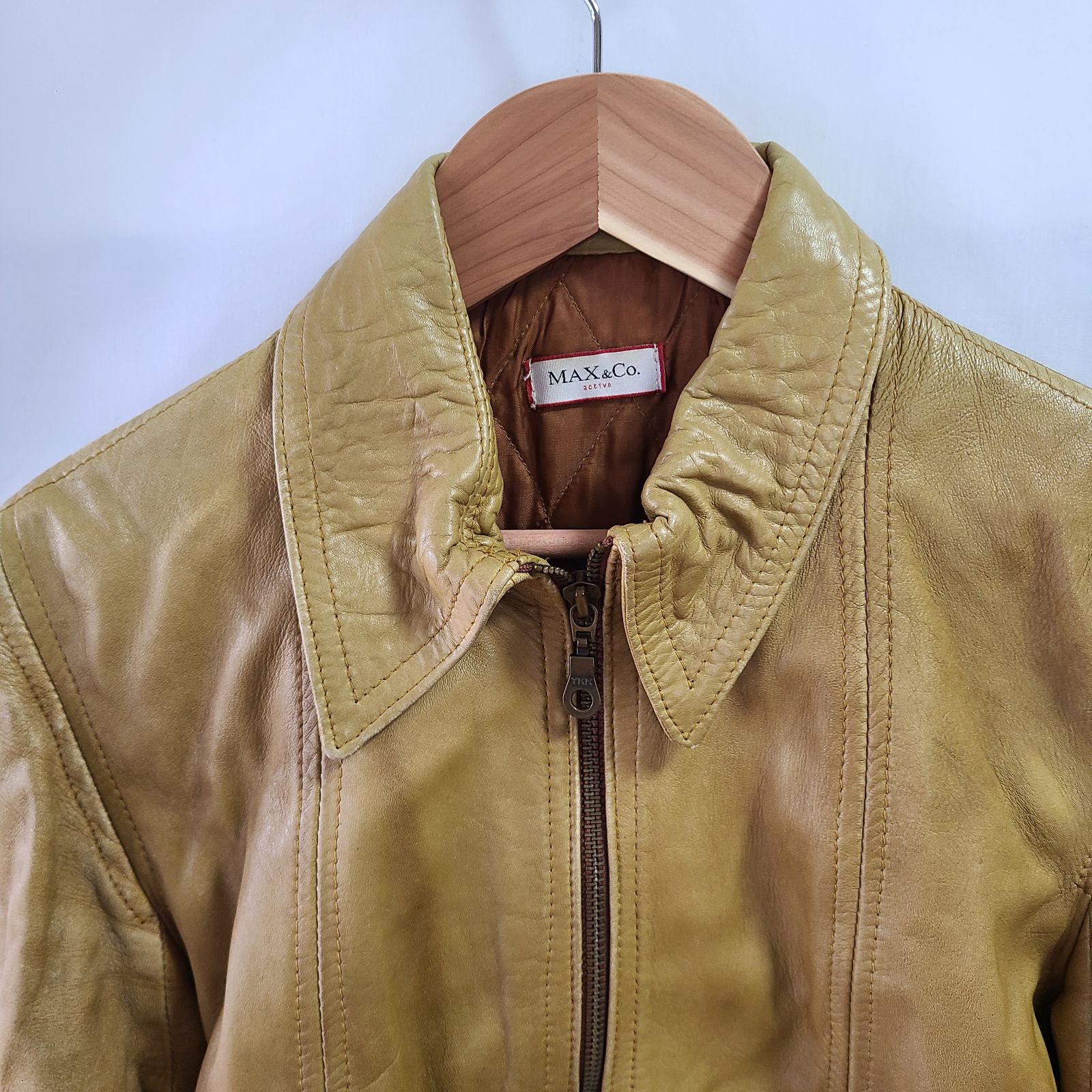 マックスアンドコー　Max&Co.　レザージャケット　サイズ40 z57 MAX&Co. マックスアンドコー レザージャケット からし色