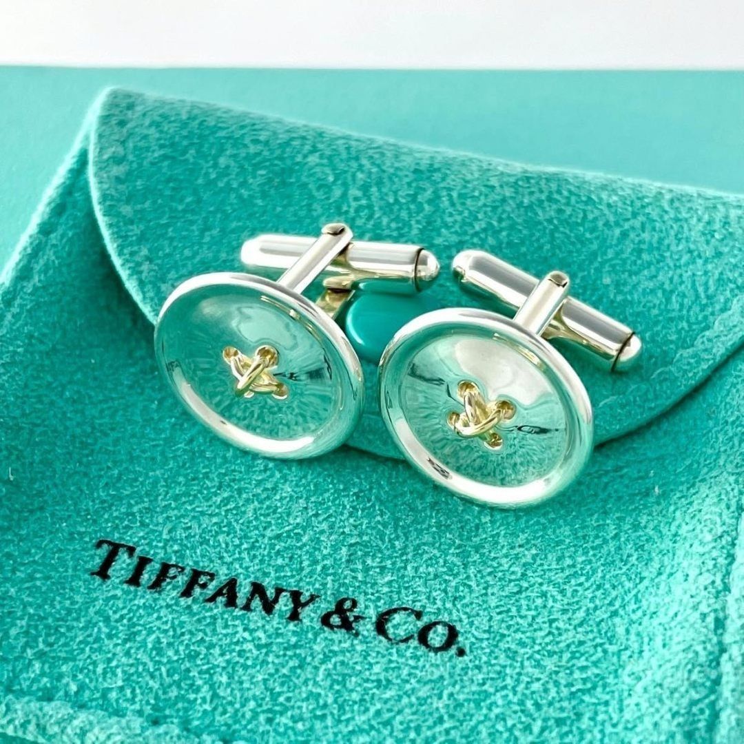 ティファニー ボタン コンビ カフス 925 750 Q52fe