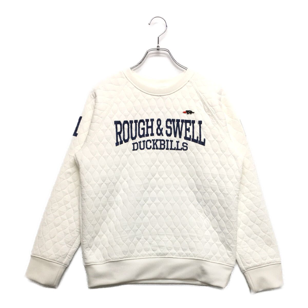 メンズ ラフ＆スウェル rough-swell スウェット S 白 ホワイト キルティング風