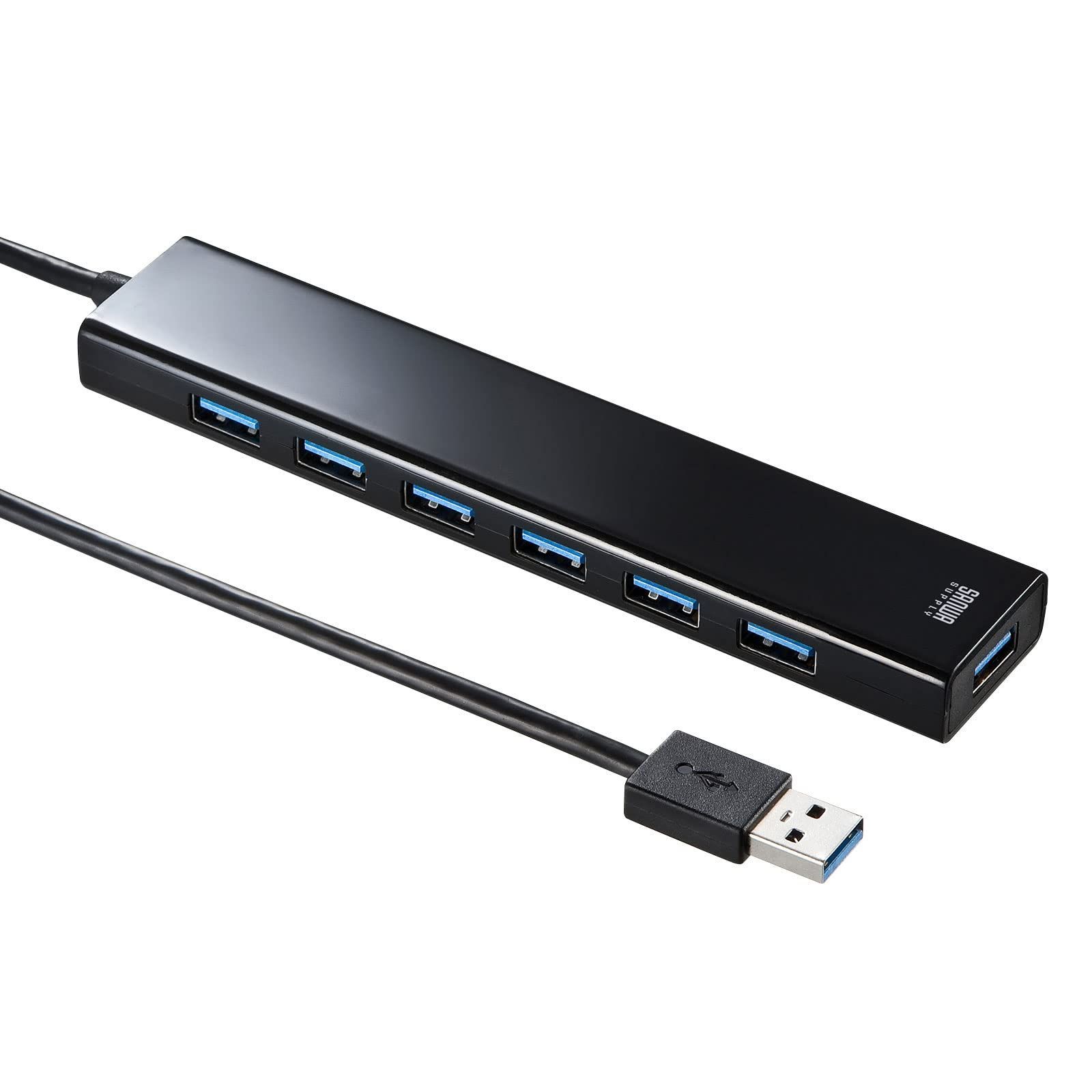 数量 サンワサプライ USBハブ 7ポート 急速充電ポート付き 2.1A出力×1 USB3.2Gen1 ブラック USB-3H703BKN