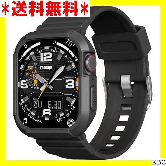 TOORQR コンパチブル Apple Watch バンド アップルウォッチ バンド 41mm 40mm 38mm アップルウォッチ ケース カバー PC TPU 二重構造 軍用グレードの保護 落下防止 耐衝撃 耐久性 傷防止 長さ調節 応-ブラック 242