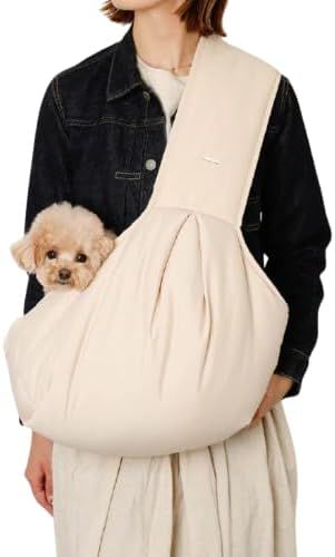 monchéri モンシェリ 2wayハンモック型メッシュ付きスリングバッグ 犬 ペットキャリー 小型犬 |ベージュ 飛び出し防止 軽量 ペットリュック お出かけ 旅行