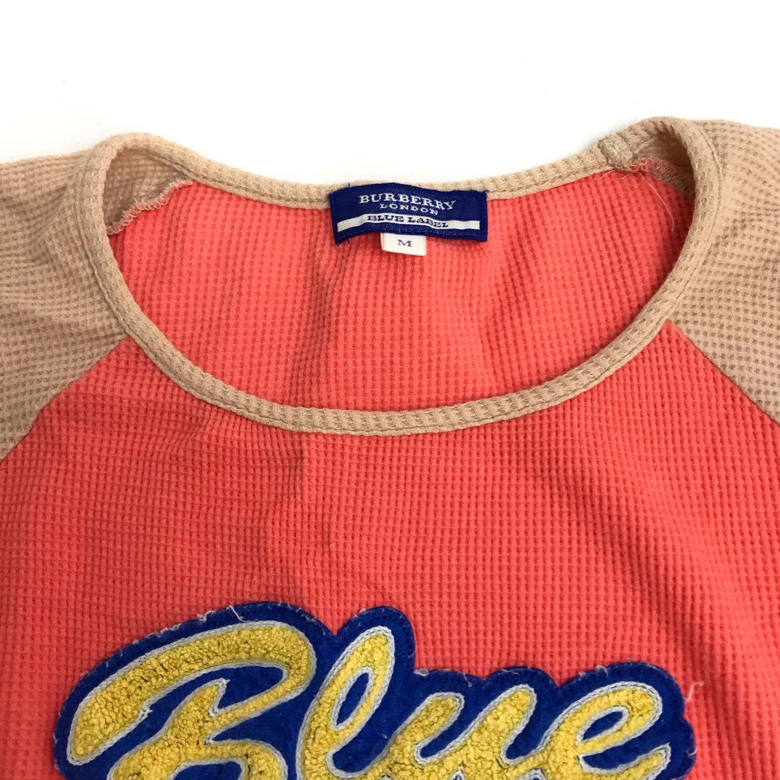 三陽商会製★BURBERRY BLUE LABEL【バーバリーブルーレーベル】 半袖Ｔシャツ【レディースM/オレンジ系】サーマル生地/カットソー BURBERRY BLUE LABEL - 三陽商会製☆BURBERRY BLUE LABEL【バーバリー