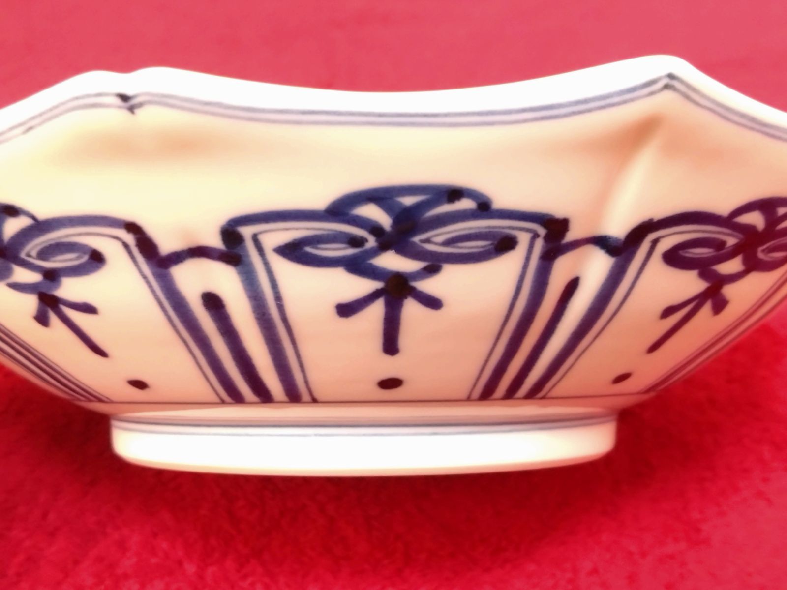 十角盛鉢 青華祥瑞手豊穣文