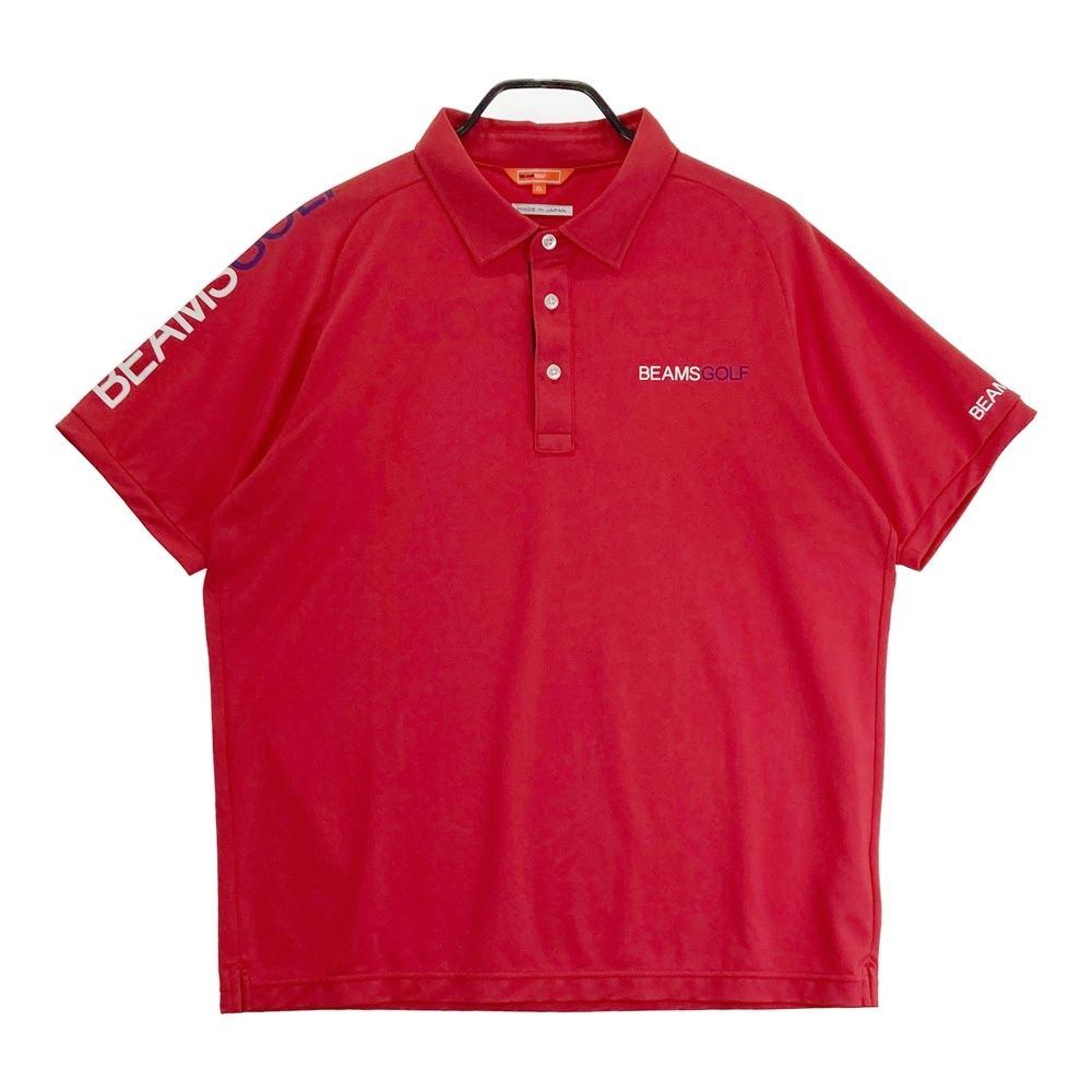 サイズ：XL BEAMS GOLF ビームスゴルフ  半袖ポロシャツ 総柄 レッド系 [240101434724] ゴルフウェア メンズ ストスト サイズ：XL BEAMS GOLF ビームスゴルフ 半袖ポロシャツ レッド系