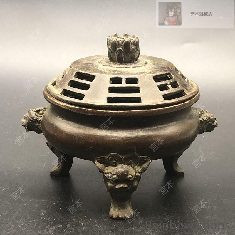 茶道具　三つ足香炉　獅子蓋　銅製　金属工芸　 香道具 茶道具 三つ足香炉 獅子蓋 銅製 金属工芸 香道具 茶道具 三つ足
