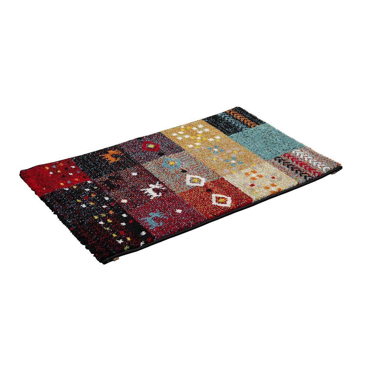 【在庫セール】イケヒコ 玄関 選べる マット ラグ ウィルトン トルコ フォリア 約60×90cm レッド ギャベ柄 抗菌防臭 消臭機能 へたりにくい #2042569