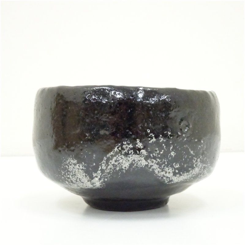 佐々木昭楽造 のんこう荒磯写黒楽茶碗（共箱） 茶道 抹茶