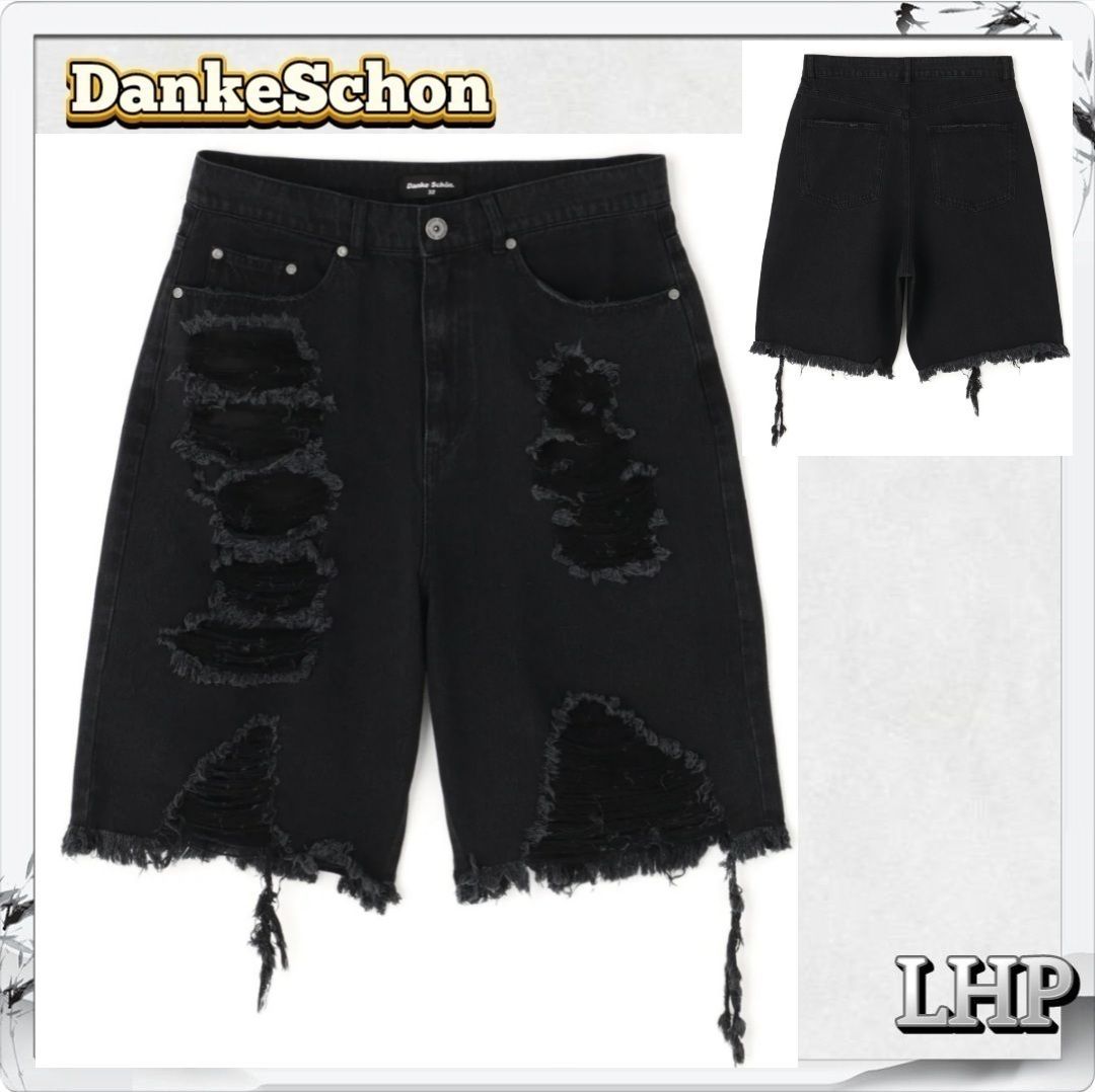 LHP DankeSchon ダンケシェーン デニムショーツ パンツ ワイドシルエット ブラック