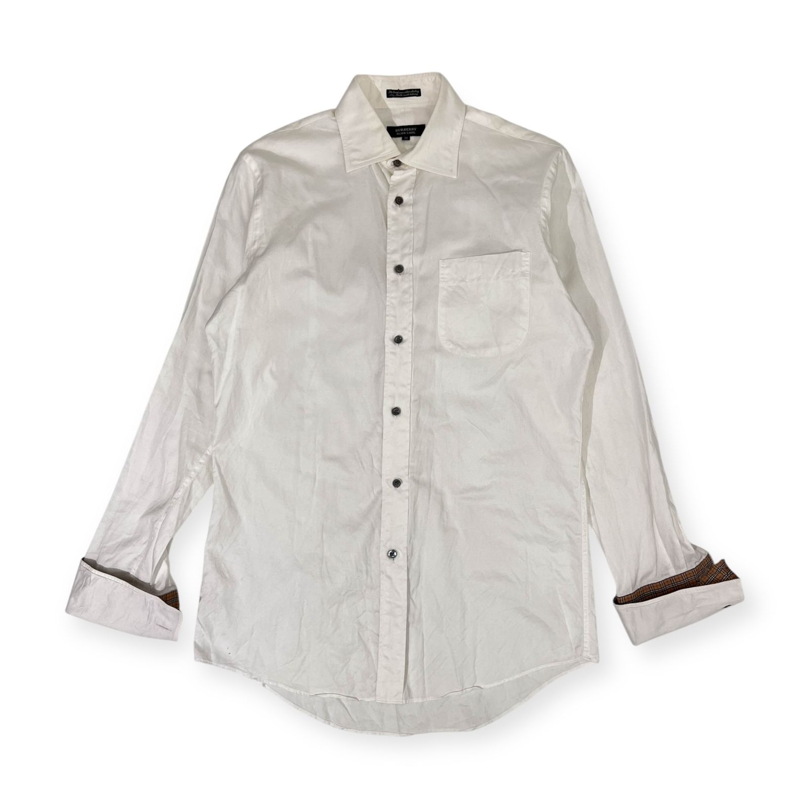 BURBERRY ブラック 長袖シャツ チェックカフス BURBERRY ブラック 長袖シャツ チェックカフス ファッション メンズ