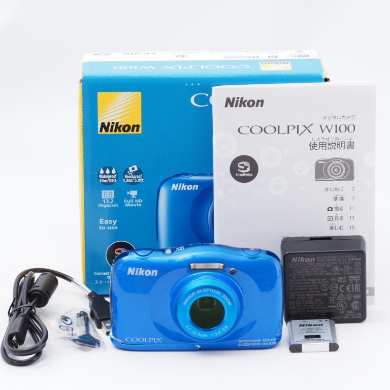 Nikon ニコン デジタルカメラ COOLPIX W100 防水 W100BL クールピクス