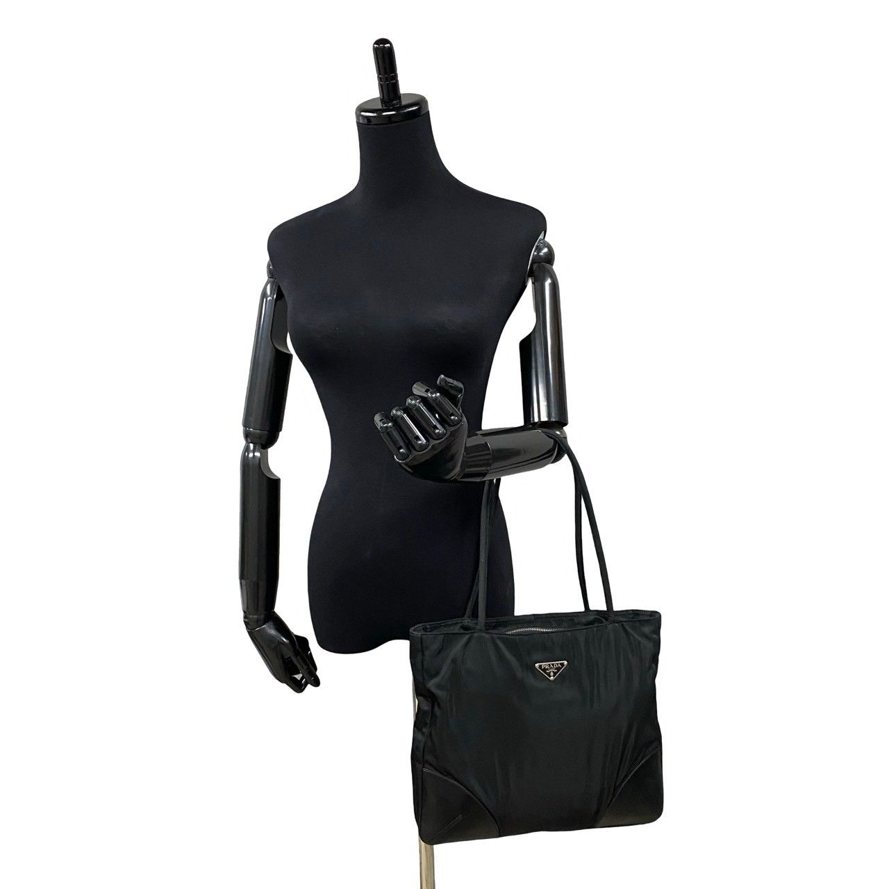 極美品 プラダ トートバッグ ハンドバッグ 三角ロゴ オールレザー ブラック PRADA 極 美品 希少品 保存袋付き プラダ 三角ロゴ 金具 オール