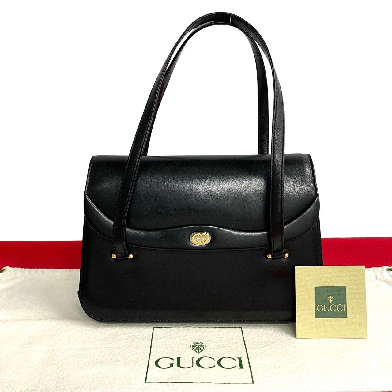 極 美品 GUCCI オールドグッチ グッチ ヴィンテージ GG ロゴ 金具 カーフレザー 本革 ハンドバッグ ミニ トートバッグ ブラック  20675 - メルカリ