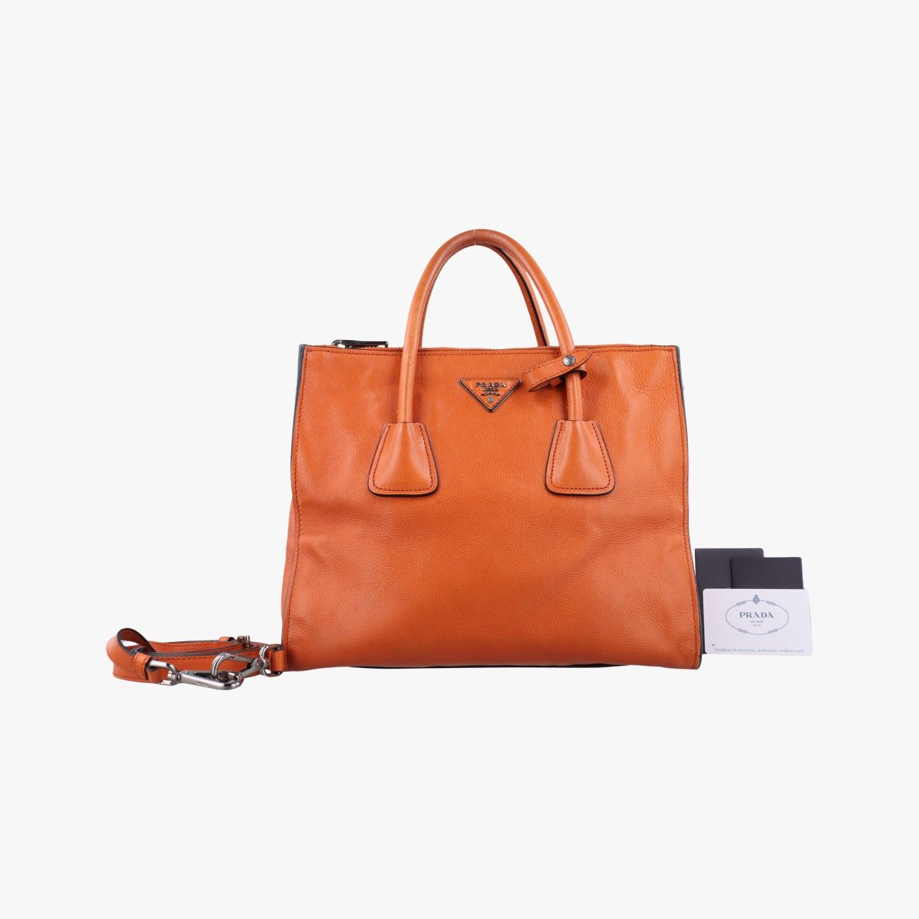 PRADA オレンジ レザーボストンバッグ PRADA プラダ レザー ボストンバッグ オレンジ PRADA オレンジ レザー