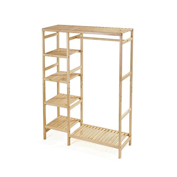 ハンガーラック 衣類収納 約幅96.5cm ナチュラル 木製 ハンガーマルチラック 収納家具 インテリア家具 寝室家具 組立品